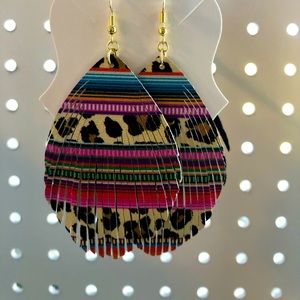 Fringe Faux Leather Earrings